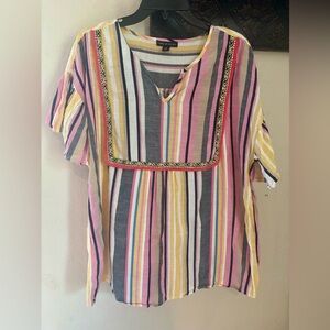Thread story Striped multi color striped top